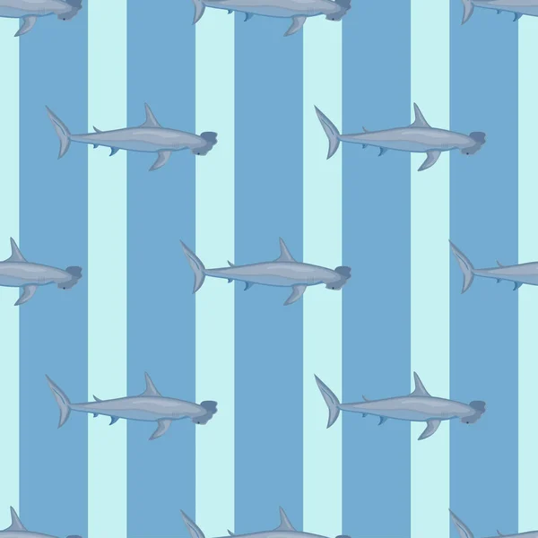 Hammerhead Shark Nahtloses Muster Skandinavischen Stil Meerestiere Hintergrund Vektor Illustration — Stockvektor