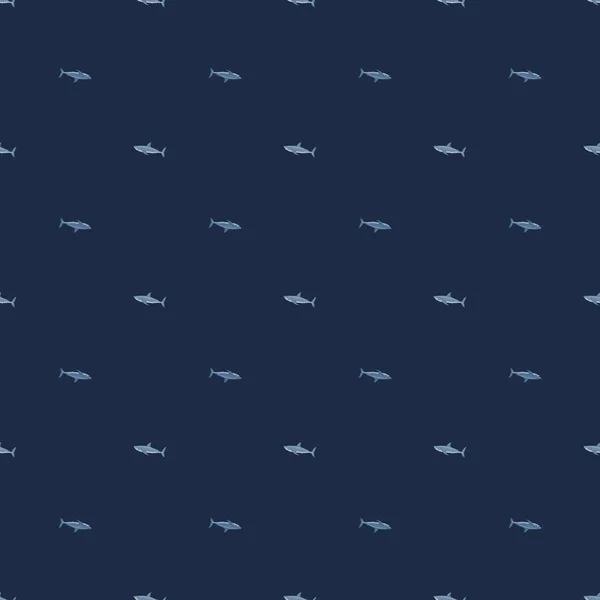 White Shark Seamless Pattern Scandinavian Style Marine Animals Background Vector — 图库矢量图片