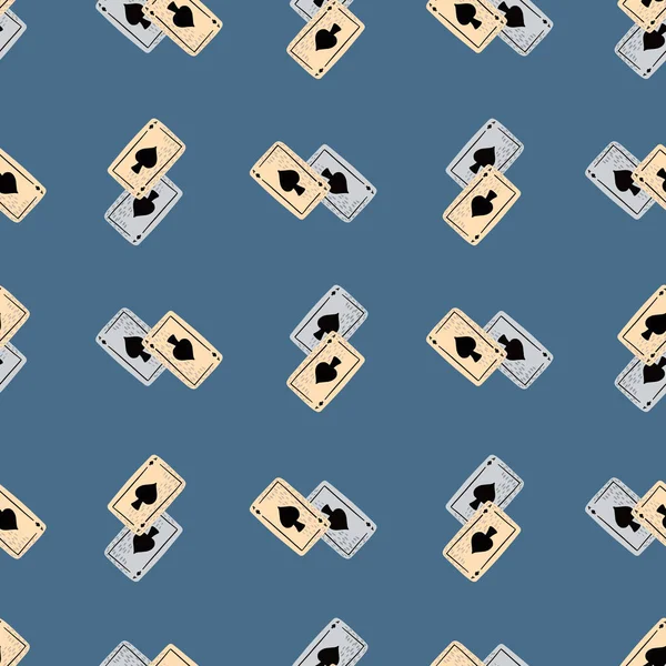 Spielkarten Pik Nahtloses Muster Design Glücksspiel Wiederholte Textur Doodle Stil — Stockvektor