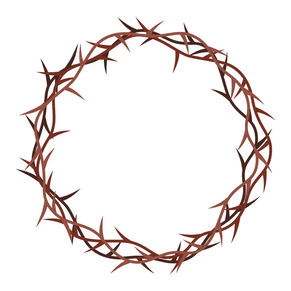 Crown Thorns Isolated White Background Religious Symbols Flat Style Vector — Stockvektor