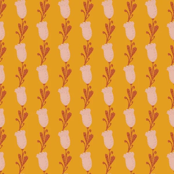 Tulpen Nahtloses Muster Nette Handgezeichnete Blumen Hintergrund Wiederholte Textur Doodle — Stockvektor