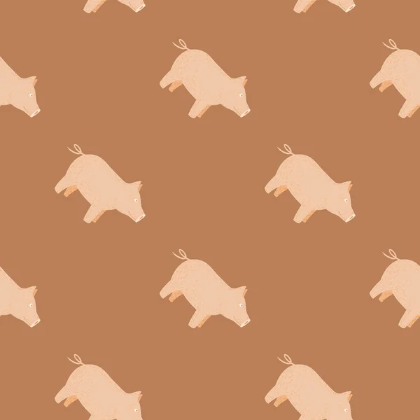 Симпатичные Свиньи Бесшовный Шаблон Предпосылки Скота Животных Повторяющаяся Текстура Плоском — стоковый вектор