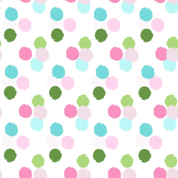 Pom Poms Seamless Pattern Hand Drawn Cute Background Repeated Texture — Stockvektor