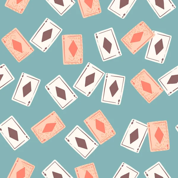Jogo Cartões Diamantes Padrão Sem Costura Jogo Design Textura Repetida —  Vetores de Stock
