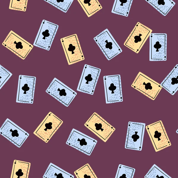 Game Cards Seamless Pattern Design Gambling Repeated Texture Doodle Style — Vettoriale Stock