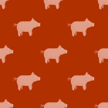 Şirin domuzlar kusursuz desen. Çiftlik hayvanlarının geçmişi. Kumaş, ambalaj kağıdı, duvar kâğıdı ve mendil için tekrarlanan doku. Vektör illüstrasyonu.