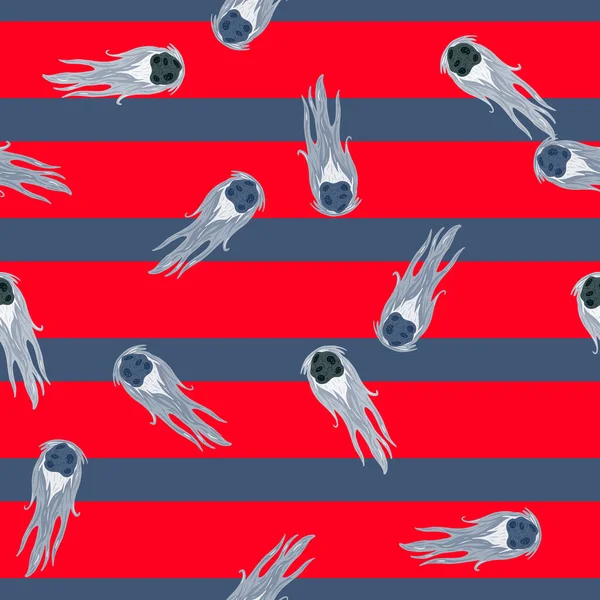 Comet fly seamless pattern. Design meteorite rain . Repeated texture in doodle style for fabric, wrapping paper, wallpaper, tissue. Vector illustration.