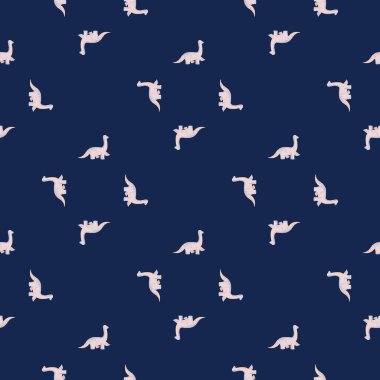 Şirin brachiosaurus dikişsiz desen. Komik çocuklar dinozor eskizi. Kumaş, ambalaj kağıdı, duvar kâğıdı ve mendil için karalama stilinde tekrarlanan doku. Vektör illüstrasyonu.