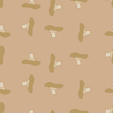Mantarlar pürüzsüz. Bitki arkaplanı. Kumaş, ambalaj kağıdı, duvar kâğıdı ve mendil için karalama stilinde tekrarlanan doku. Vektör illüstrasyonu.