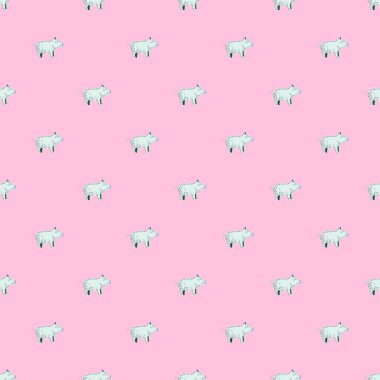 Şirin domuzlar kusursuz desen. Çiftlik hayvanlarının geçmişi. Kumaş, ambalaj kağıdı, duvar kâğıdı ve mendil için tekrarlanan doku. Vektör illüstrasyonu.