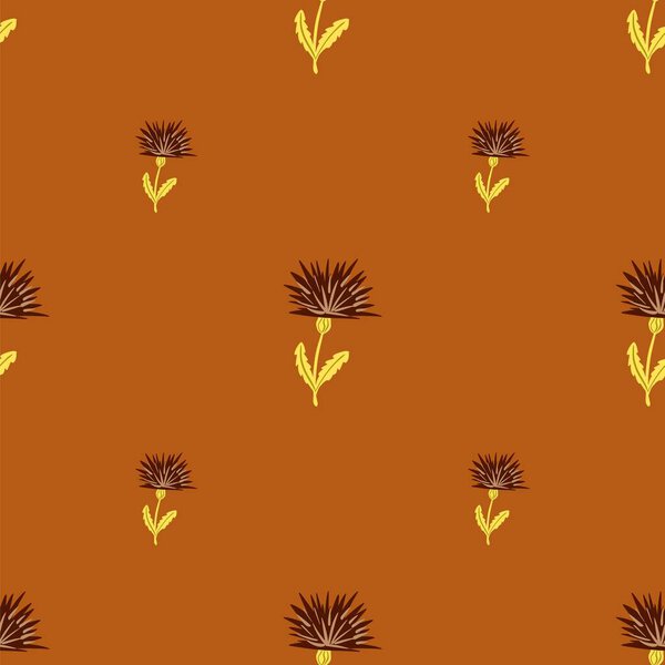 Dandelion cute seamless pattern. Hand drawn meadow background. Repeated texture in doodle style for fabric, wrapping paper, wallpaper, tissue. Vector illustration.