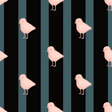 Kusursuz tavuk deseni. Renkli arka planda evcil hayvanlar. Tekstil baskıları, kumaş, afişler, arkaplanlar ve duvar kağıtları için vektör illüstrasyonu.