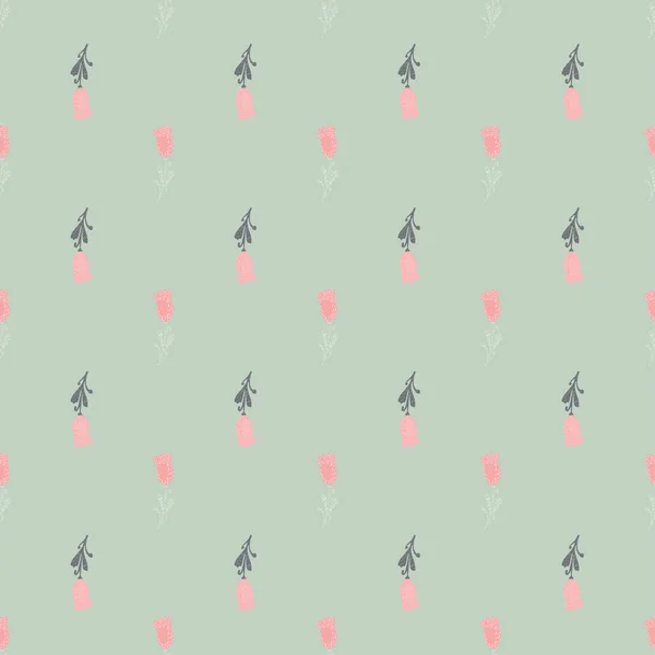 Tulips Seamless Pattern Cute Hand Drawn Flowers Background Repeated Texture —  Vetores de Stock
