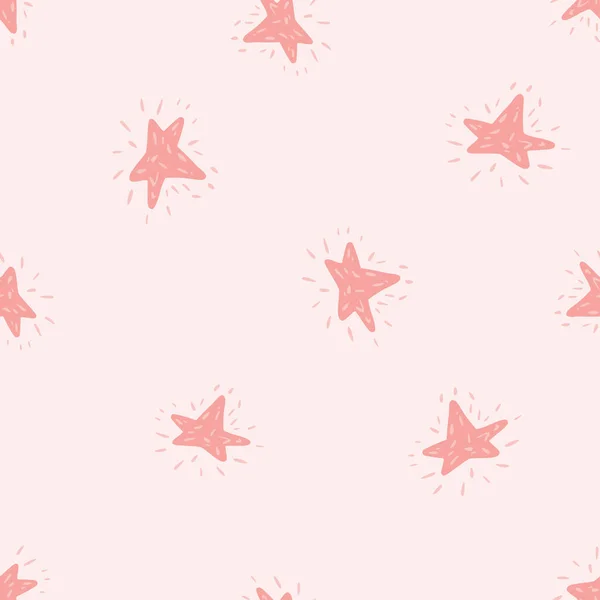 Stars Seamless Pattern Hand Drawn Background Space Repeated Texture Doodle — Stockvektor