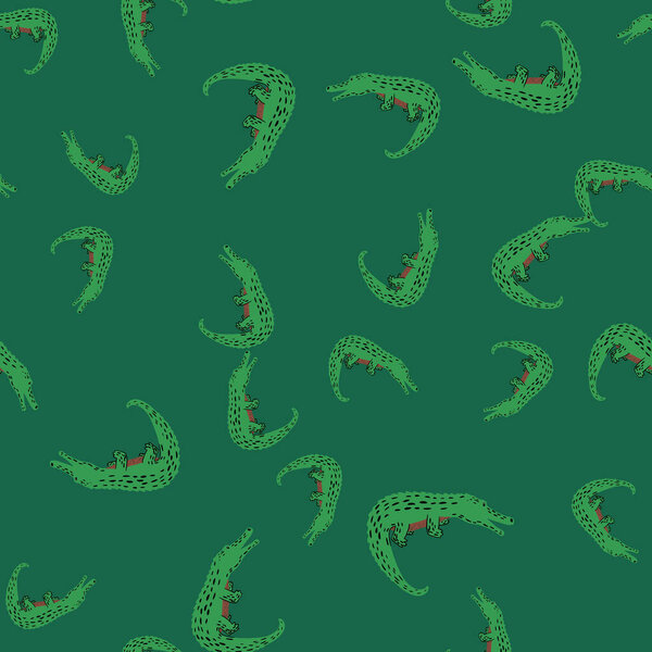 Cute crocodiles seamless pattern.Funny animals background. Repeated texture in doodle style for fabric, wrapping paper, wallpaper, tissue. Vector illustration.