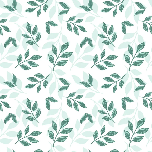 Green Branches Seamless Pattern Tropical Summer Texture Twigs Romantic Background — Stock Vector
