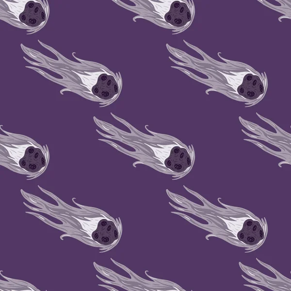 Comet fly seamless pattern. Design meteorite rain . Repeated texture in doodle style for fabric, wrapping paper, wallpaper, tissue. Vector illustration.
