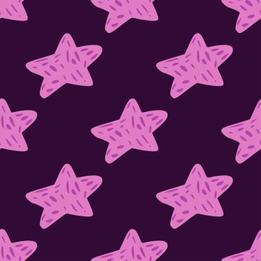 Yıldızlar kusursuz desen. El çizimi geçmiş kutlaması. Kumaş, ambalaj kağıdı, duvar kâğıdı ve mendil için karalama stilinde tekrarlanan doku. Vektör illüstrasyonu.