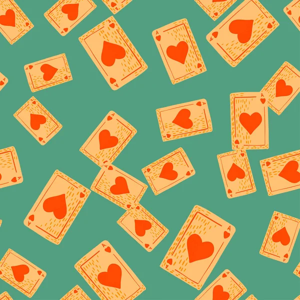 Game Cards Seamless Pattern Design Gambling Repeated Texture Doodle Style — Stock vektor