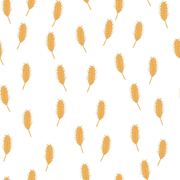 Wheat Seamless Pattern Cereal Crop Sketch Repeated Texture Doodle Style — Stock Vector