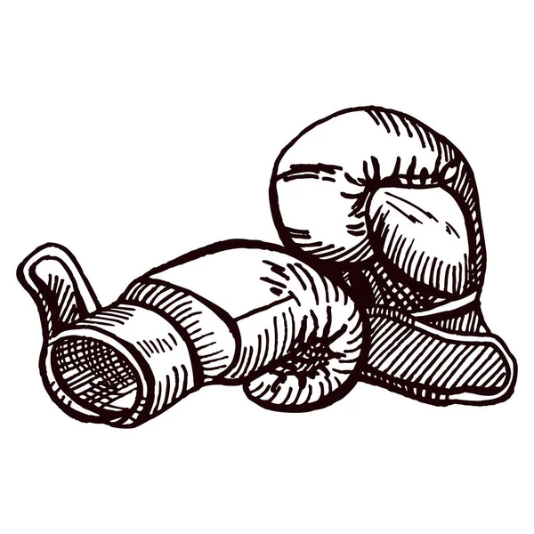 Guantes Boxeo Bosquejo Aislado Equipamiento Deportivo Para Boxeo Estilo Dibujado — Archivo Imágenes Vectoriales