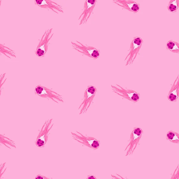 Comet fly seamless pattern. Design meteorite rain . Repeated texture in doodle style for fabric, wrapping paper, wallpaper, tissue. Vector illustration.