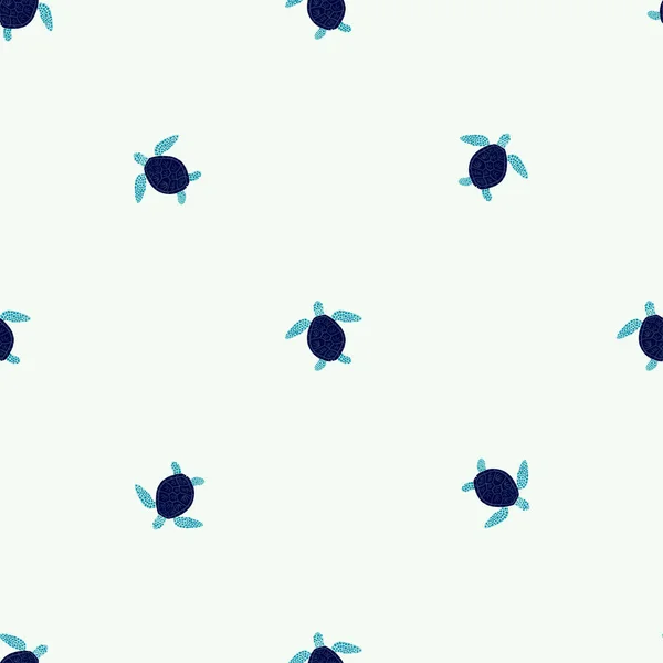 Морські Черепахи Безшовний Візерунок Мила Морська Черепаха Каракулі Красива Текстура — стоковий вектор