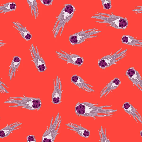 Comet fly seamless pattern. Design meteorite rain . Repeated texture in doodle style for fabric, wrapping paper, wallpaper, tissue. Vector illustration.