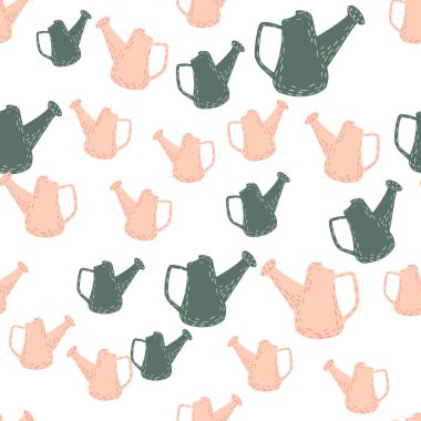 Sulama kusursuz bir desen oluşturabilir. Bahçe arka planı. Kumaş, ambalaj kağıdı, duvar kâğıdı ve mendil için karalama stilinde tekrarlanan doku. Vektör illüstrasyonu.