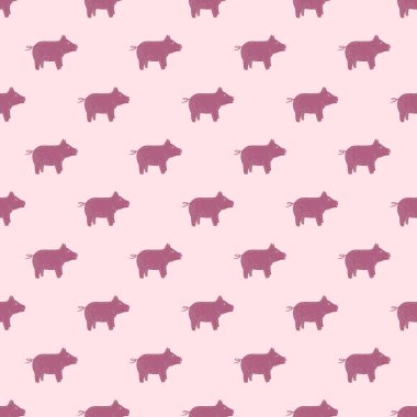 Şirin domuzlar kusursuz desen. Çiftlik hayvanlarının geçmişi. Kumaş, ambalaj kağıdı, duvar kâğıdı ve mendil için tekrarlanan doku. Vektör illüstrasyonu.