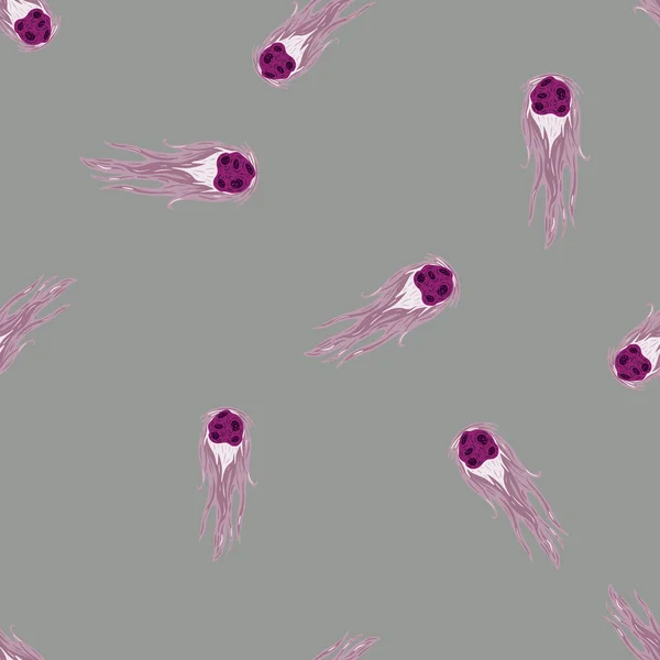 Comet fly seamless pattern. Design meteorite rain . Repeated texture in doodle style for fabric, wrapping paper, wallpaper, tissue. Vector illustration.