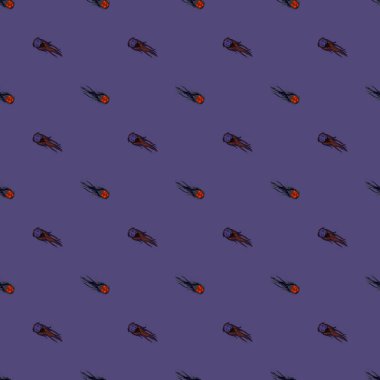 Kuyrukluyıldız kusursuz desen. Göktaşı yağmuru tasarla. Kumaş, ambalaj kağıdı, duvar kâğıdı ve mendil için karalama stilinde tekrarlanan doku. Vektör illüstrasyonu.