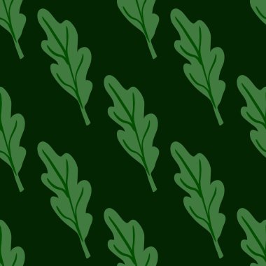 Meşe yaprağı dikişsiz desen. Bitki arkaplanı. Kumaş, ambalaj kağıdı, duvar kâğıdı ve mendil için karalama stilinde tekrarlanan doku. Vektör illüstrasyonu.