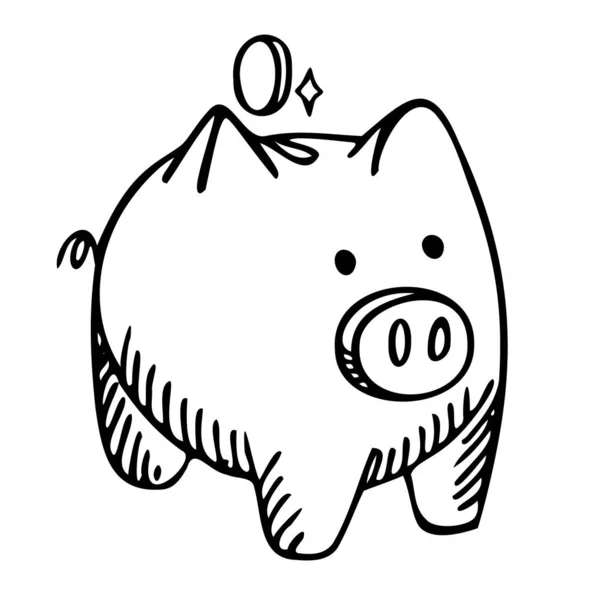 Sparschwein Isoliert Auf Weißem Hintergrund Box Für Sichere Ersparnisse Münzen — Stockvektor