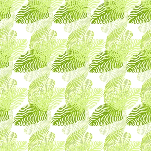 Abstract Palm Leaf Seamless Pattern Hand Drawn Foliage Print Simple — Stock Vector