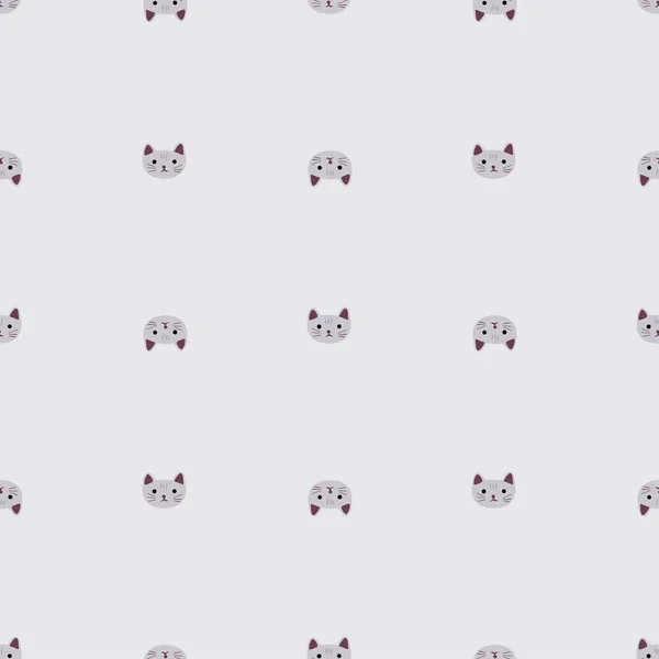 Kitty Pattern Seamless Freehand Style Head Animals Colorful Background Vector — Vetor de Stock