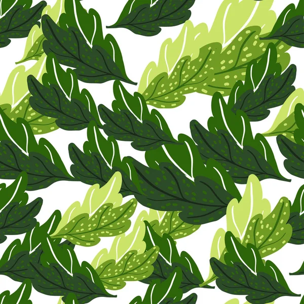 Leaves Oak Seamless Pattern Hand Drawn Natural Background Repeated Texture — Stockvektor