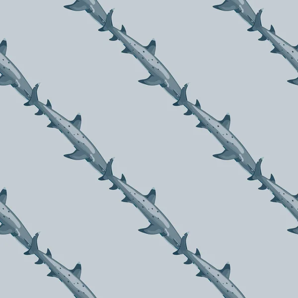 Reef Shark Seamless Pattern Scandinavian Style Marine Animals Background Vector — 图库矢量图片