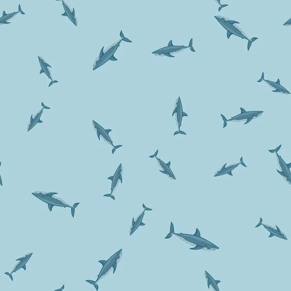 White Shark Seamless Pattern Scandinavian Style Marine Animals Background Vector — Stock Vector