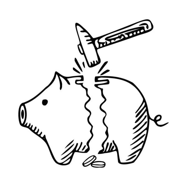 Gebrochenes Sparschwein Isoliert Auf Weißem Hintergrund Box Für Sichere Ersparnisse — Stockvektor