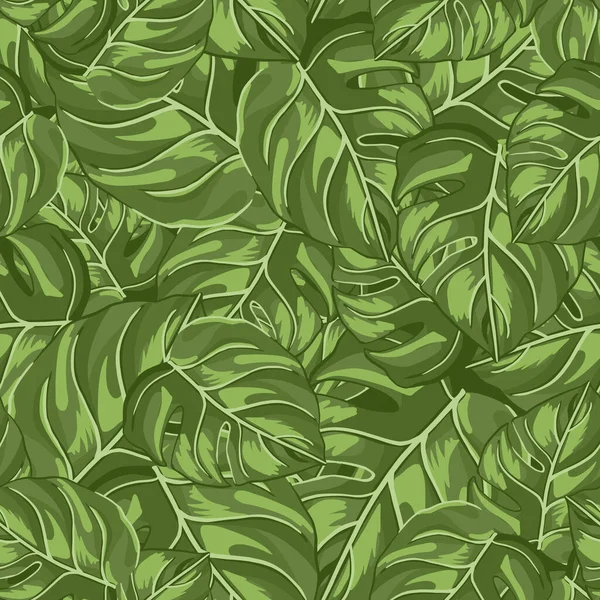 Tropical Seamless Pattern Random Green Background Abstract Texture Decoration Leaf — Stock Vector