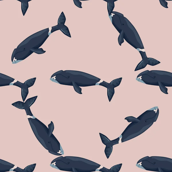 Modèle Sans Couture Baleine Boréale Sur Fond Rose Modèle Personnage — Image vectorielle