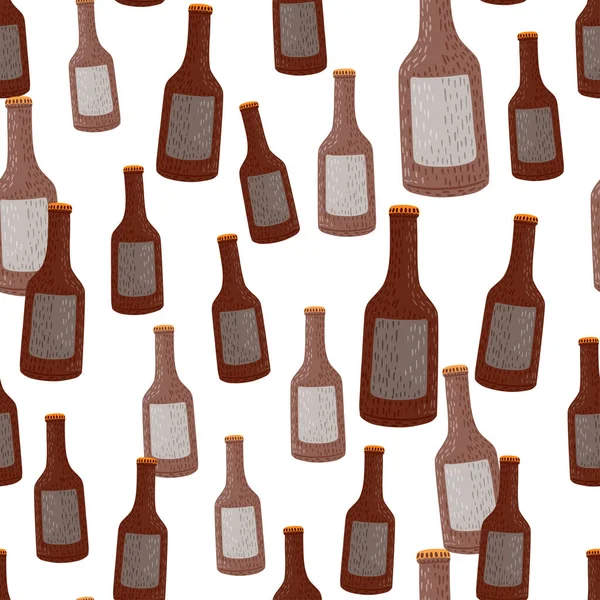 Bezproblémový Vzorek Alkoholu Láhvi Ručně Kreslené Pozadí Pro Menu Opakovaná — Stockový vektor