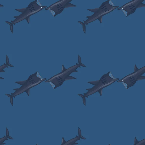 Requin Pèlerin Motif Sans Couture Dans Style Scandinave Animaux Marins — Image vectorielle