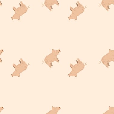 Şirin domuzlar kusursuz desen. Çiftlik hayvanlarının geçmişi. Kumaş, ambalaj kağıdı, duvar kâğıdı ve mendil için tekrarlanan doku. Vektör illüstrasyonu.