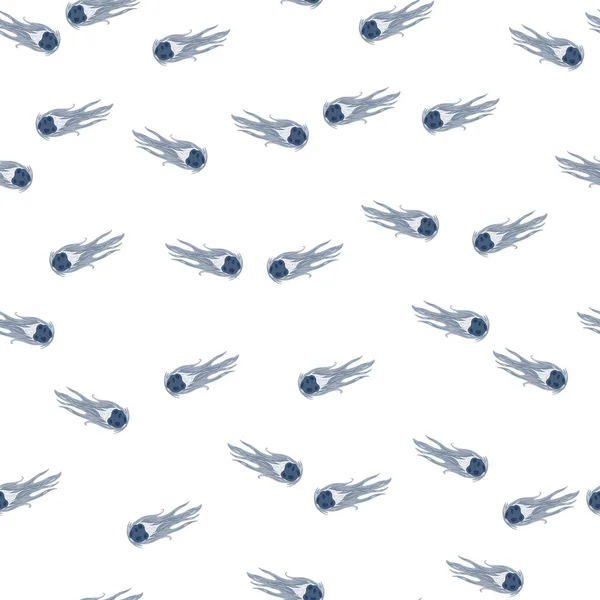 Comet fly seamless pattern. Design meteorite rain . Repeated texture in doodle style for fabric, wrapping paper, wallpaper, tissue. Vector illustration.