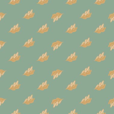 Dikensiz meşe yaprakları. Elle çizilmiş doğal arka plan. Kumaş, ambalaj kağıdı, duvar kâğıdı ve mendil için karalama stilinde tekrarlanan doku. Vektör illüstrasyonu.