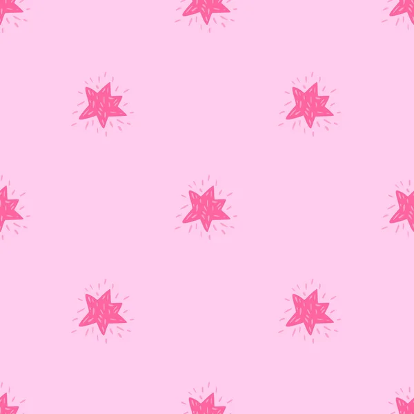 Sterne Nahtloses Muster Niedliche Festliche Hintergrund Wiederholte Textur Doodle Stil — Stockvektor