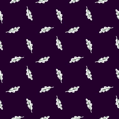 Meşe yaprağı dikişsiz desen. Bitki arkaplanı. Kumaş, ambalaj kağıdı, duvar kâğıdı ve mendil için karalama stilinde tekrarlanan doku. Vektör illüstrasyonu.