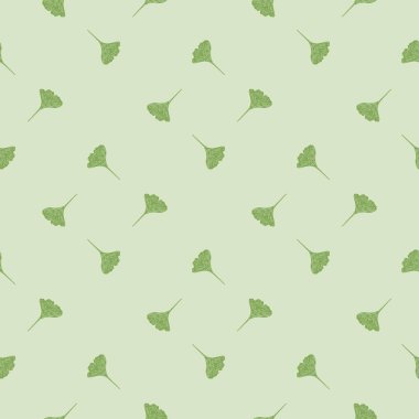 Ginkgo biloba pürüzsüz desen. Güzel bir bitki arka planı. Kumaş, ambalaj kağıdı, duvar kâğıdı ve mendil için karalama stilinde tekrarlanan doku. Vektör illüstrasyonu.